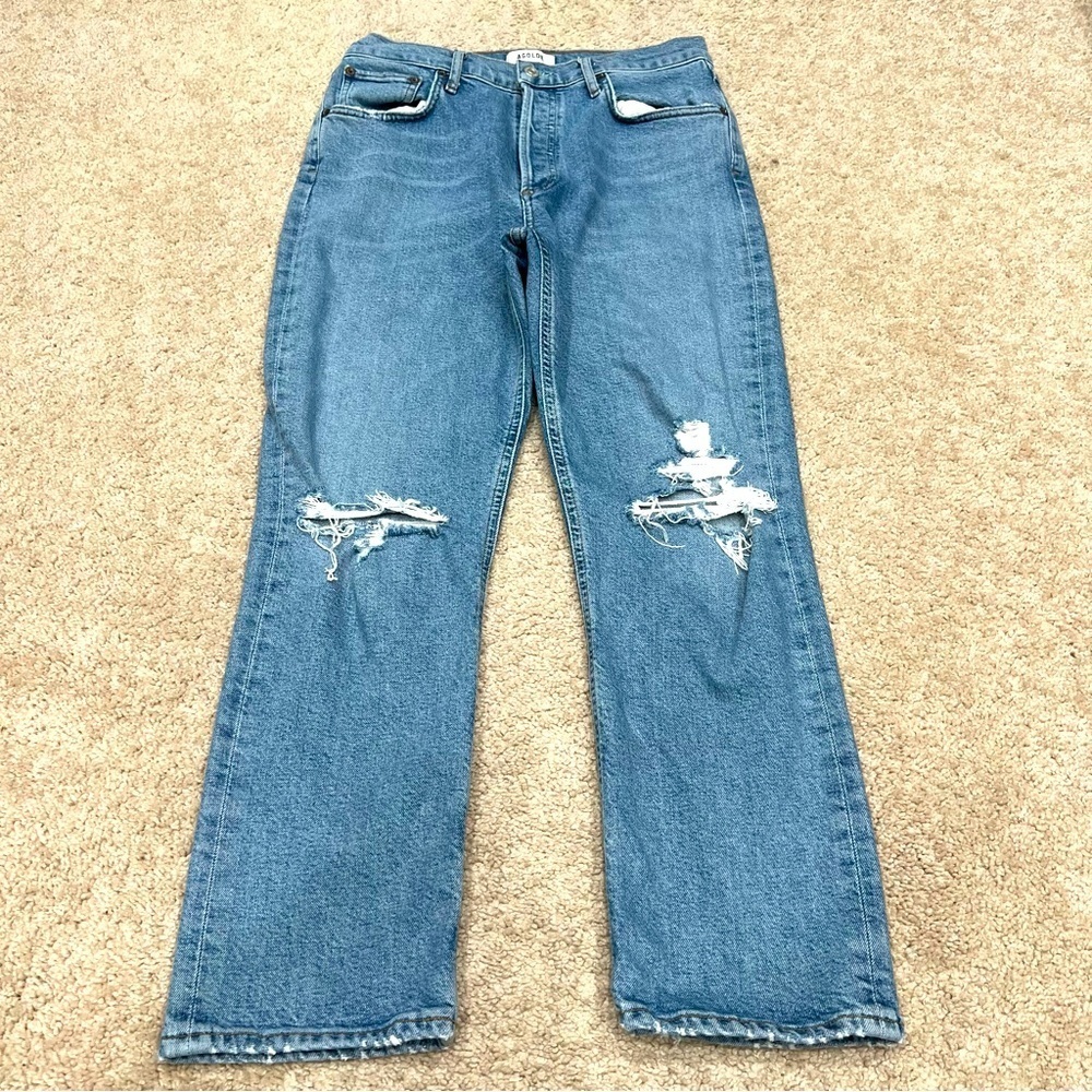 Agolde Blue Straight Leg Jeans